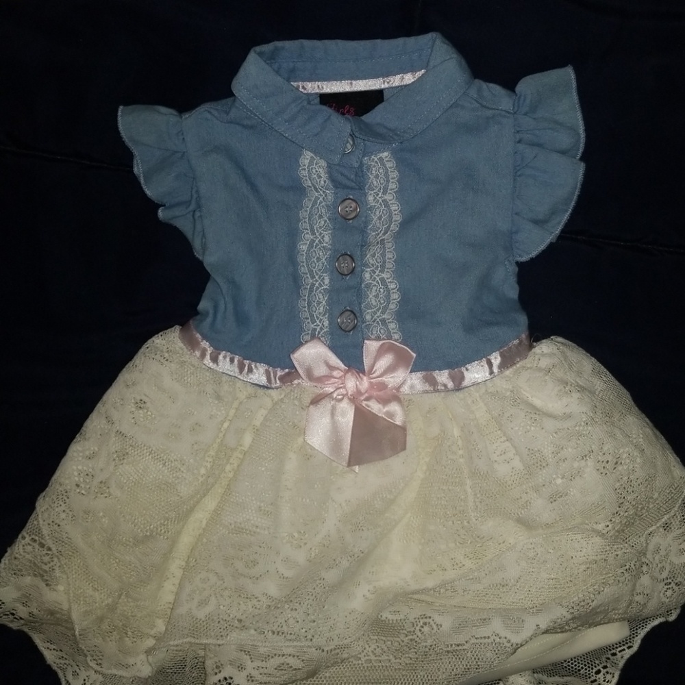 Baby  Denim and lace dress